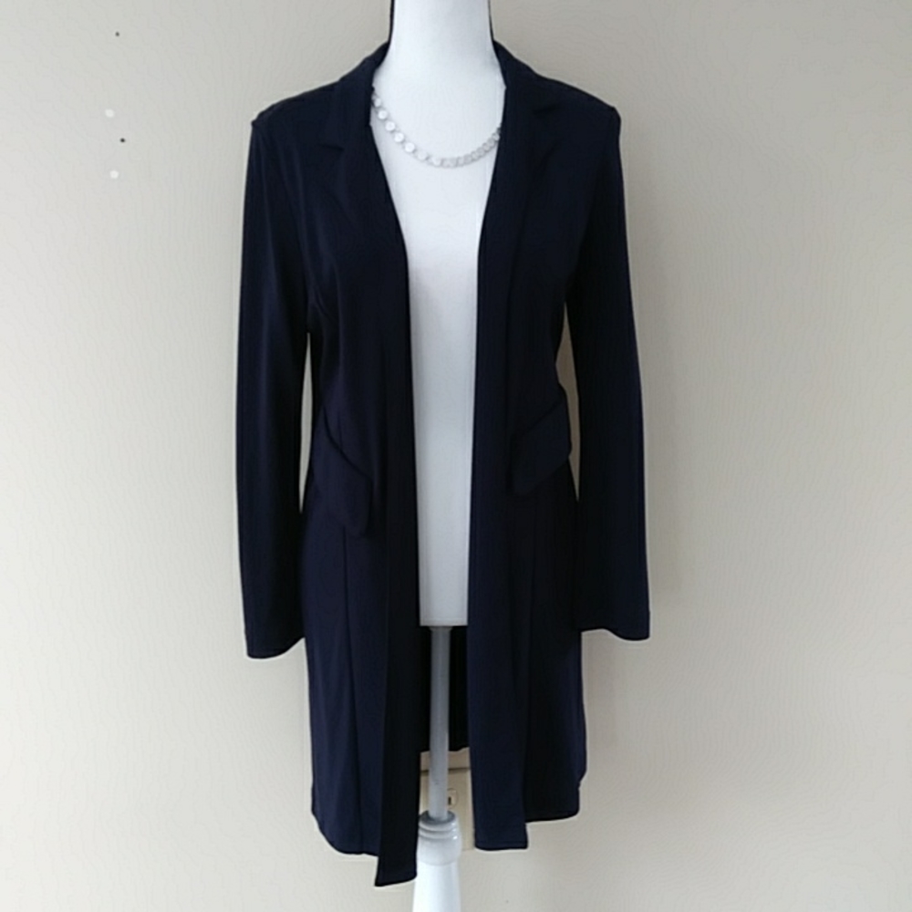 Freeport Studio Notched Collar Long Line Jacket S Blue